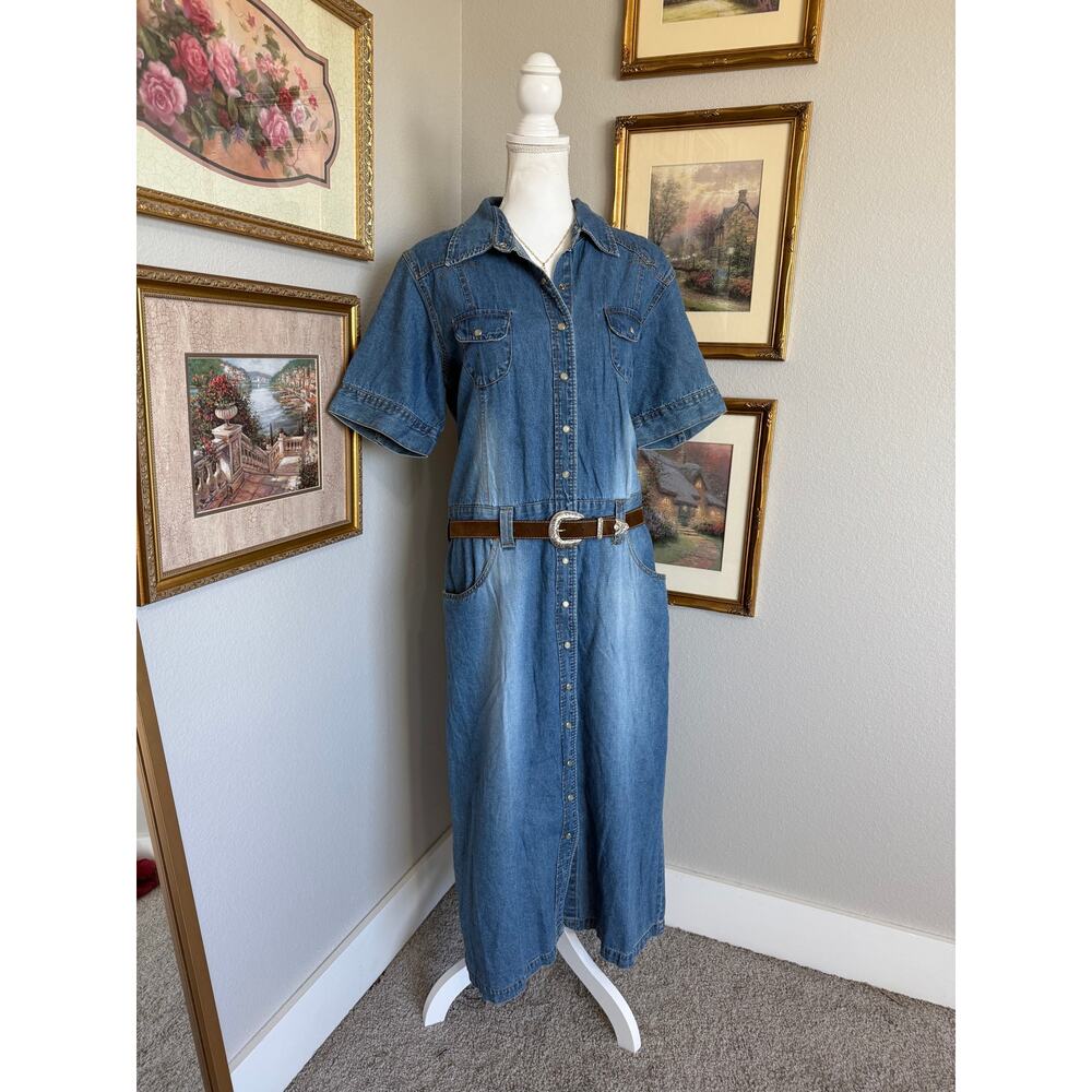 Vintage Denim Pearl Snap Dress